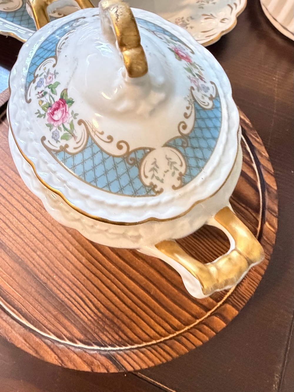 Vintage Royal Jackson / Myott Porcelain Serving Set - 3 Pieces (Blue Floral) - Picture 7 of 16